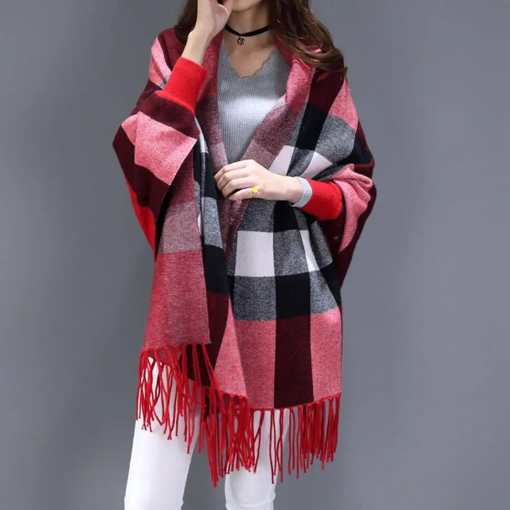 🧣 Women’s Oversized Lattice Scarf & Poncho