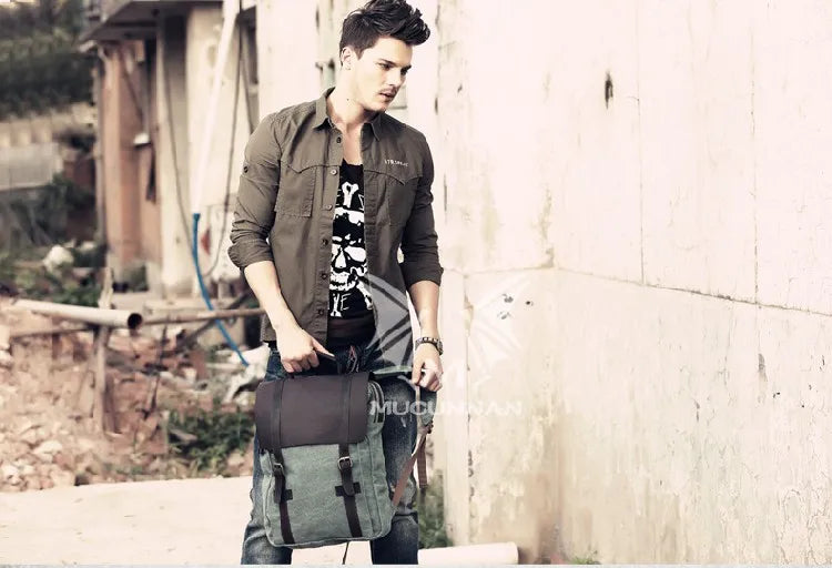 🎒 Ultimate Fashion Canvas & Leather Backpack – Stylish, Durable, and Built for Everyday Adventures