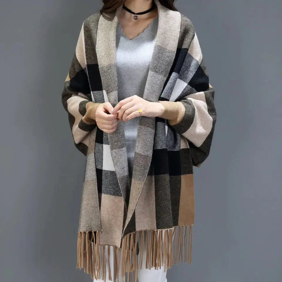 🧣 Women’s Oversized Lattice Scarf & Poncho