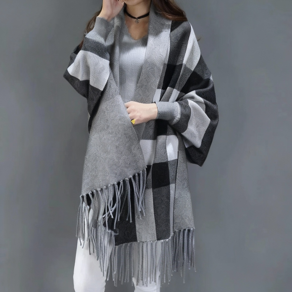 🧣 Women’s Oversized Lattice Scarf & Poncho