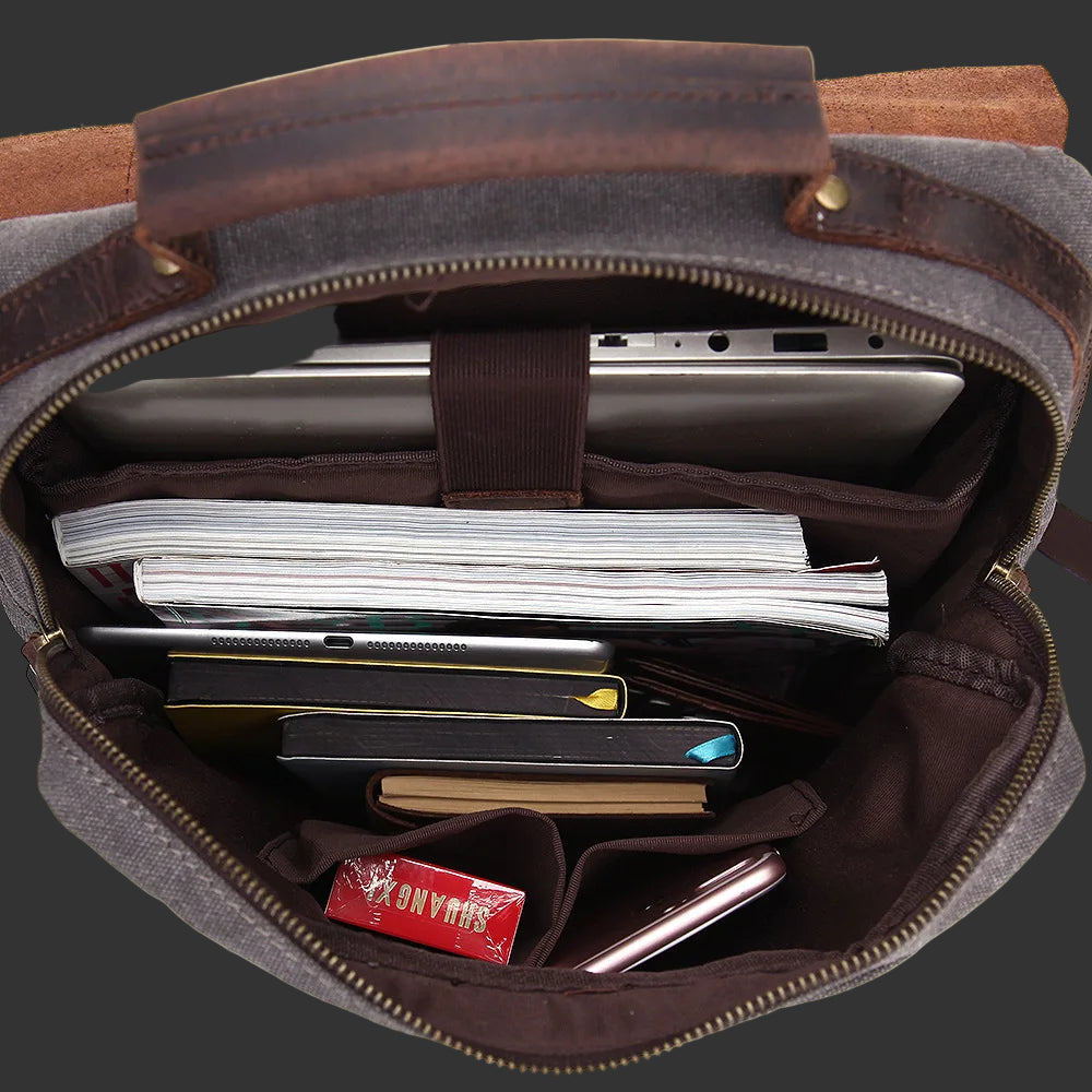 🎒 Ultimate Fashion Canvas & Leather Backpack – Stylish, Durable, and Built for Everyday Adventures