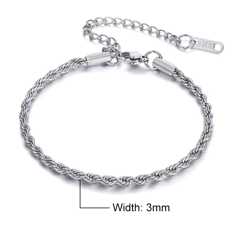 💎 Unisex Rope Chain Bracelet – Timeless Style for Men & Women