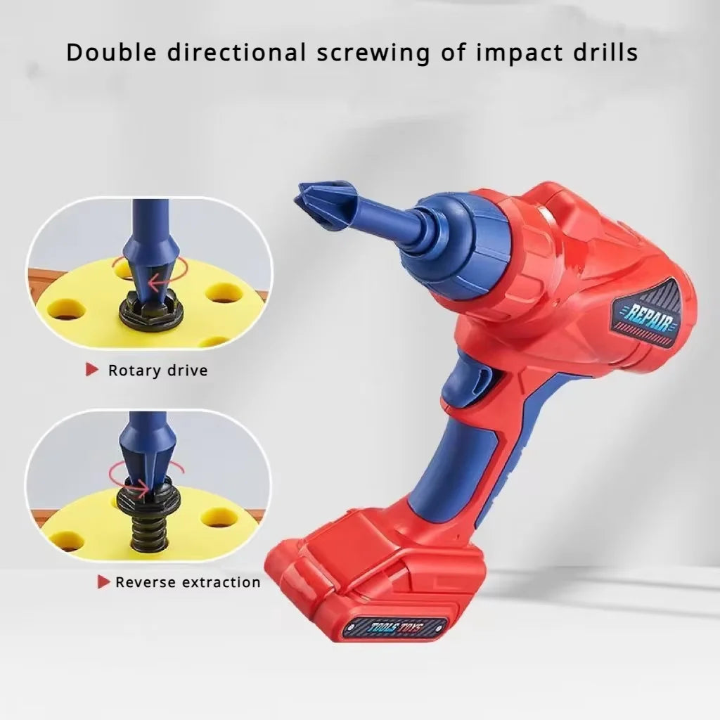 Kids Repair Toolbox Set with Simulation Electric Screwdriver And Drill Pretend Play Engineering Assembly Toy Educational gift
