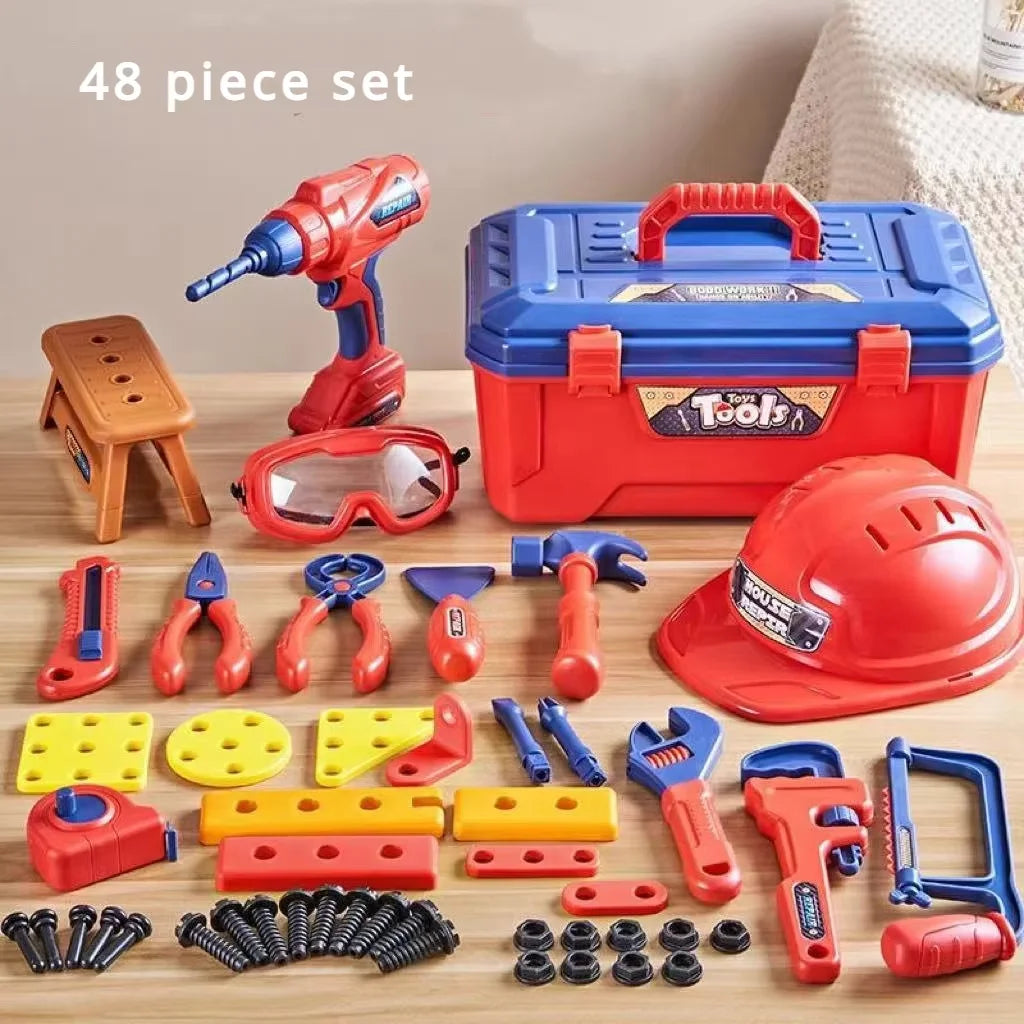 Kids Repair Toolbox Set with Simulation Electric Screwdriver And Drill Pretend Play Engineering Assembly Toy Educational gift