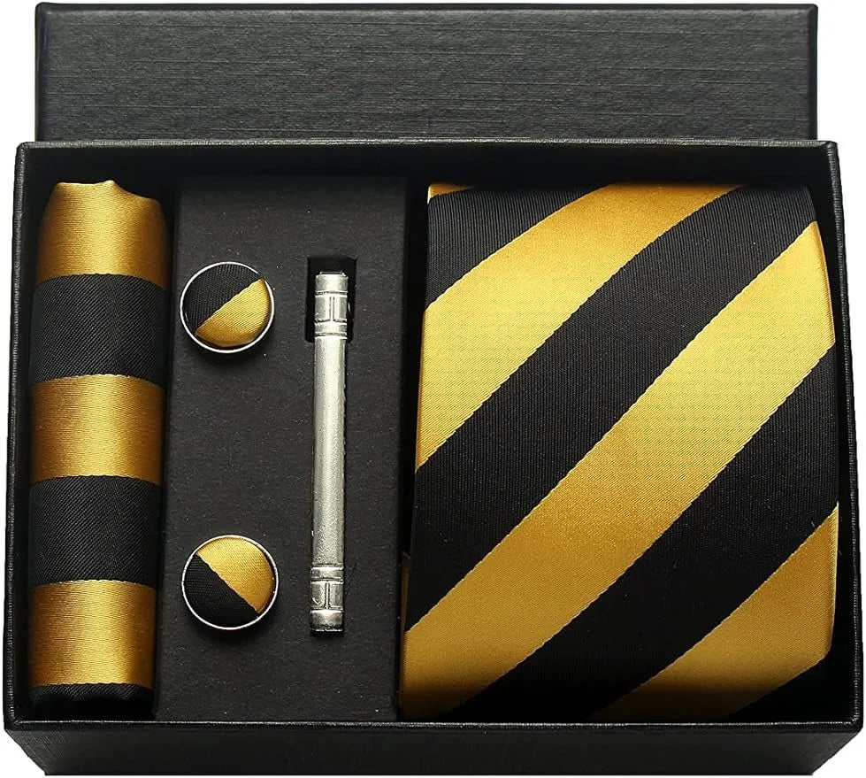 🎩 Classic 100% Silk Men’s Tie Set – Elegant Style in Every Detail