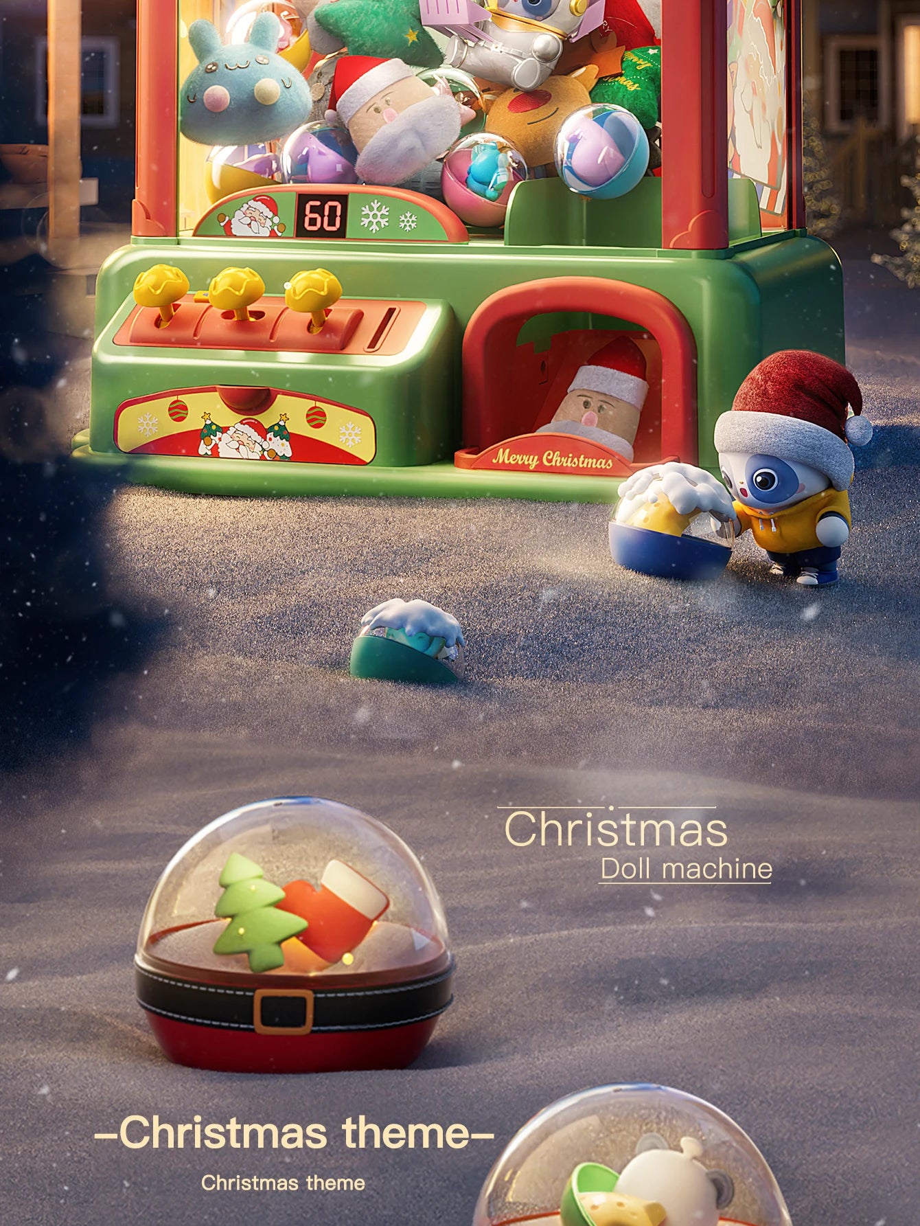 New Christmas Theme Doll Machine Coin Operated Play Game Claw Catch Toy Machines Dolls Children Interactive Toys Christmas Gifts