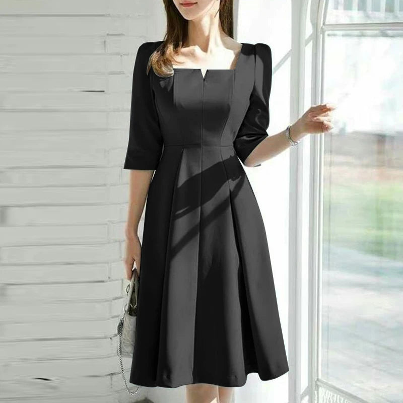💃 Elegant Square Collar Summer Dress