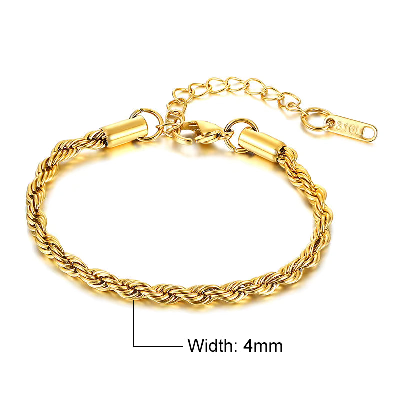 💎 Unisex Rope Chain Bracelet – Timeless Style for Men & Women