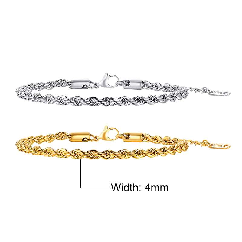 💎 Unisex Rope Chain Bracelet – Timeless Style for Men & Women