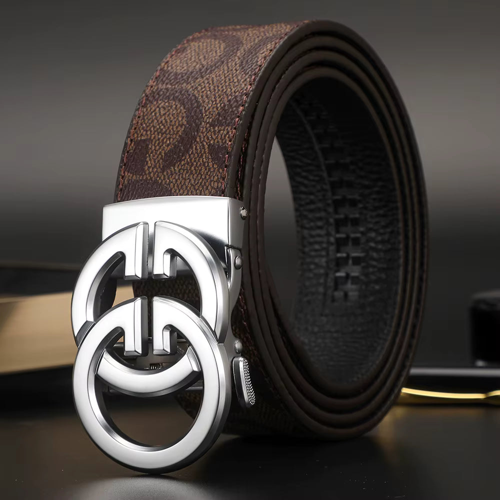 👔 Men’s 3.4cm Business Formal Real Leather Canvas Belt – Premium Style Meets Everyday Comfort