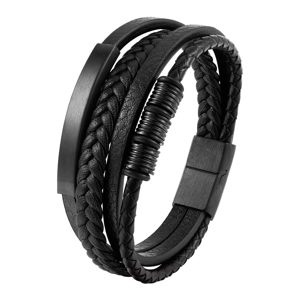 🔗 Braid Rope Leather Bracelet with Magnetic Buckle – Unisex Style & Elegance