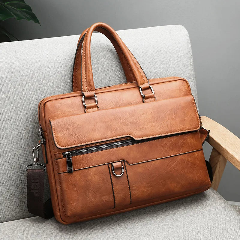 💼 Men’s Retro PU Leather Business Briefcase – Luxury Meets Everyday Performance