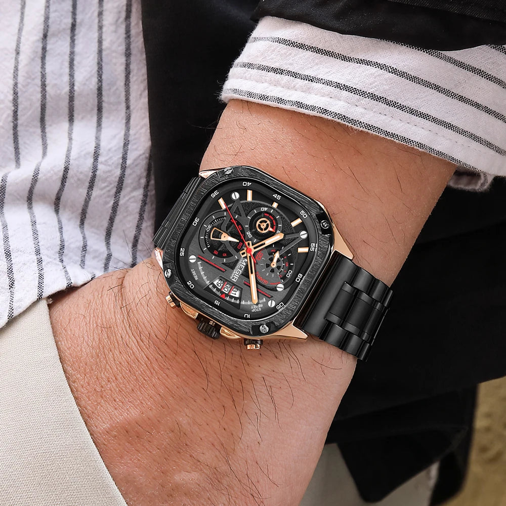 ⌚ MEGIR Silver Quartz Watch for Men – Stylish, Waterproof & Chronograph