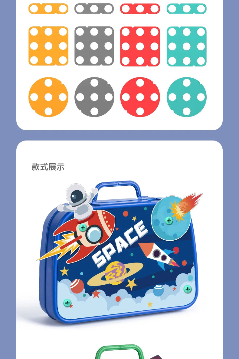 230pcs/228pcs Children DIY Tool Toys Set Electric Drill Screw Nuts 3D Puzzle Toy Pretend Play Tool Kits 2D/3D Educational Toy