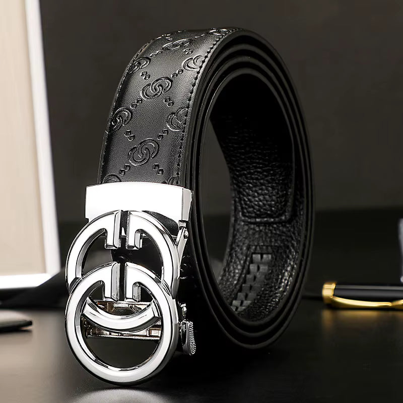 👔 Men’s 3.4cm Business Formal Real Leather Canvas Belt – Premium Style Meets Everyday Comfort