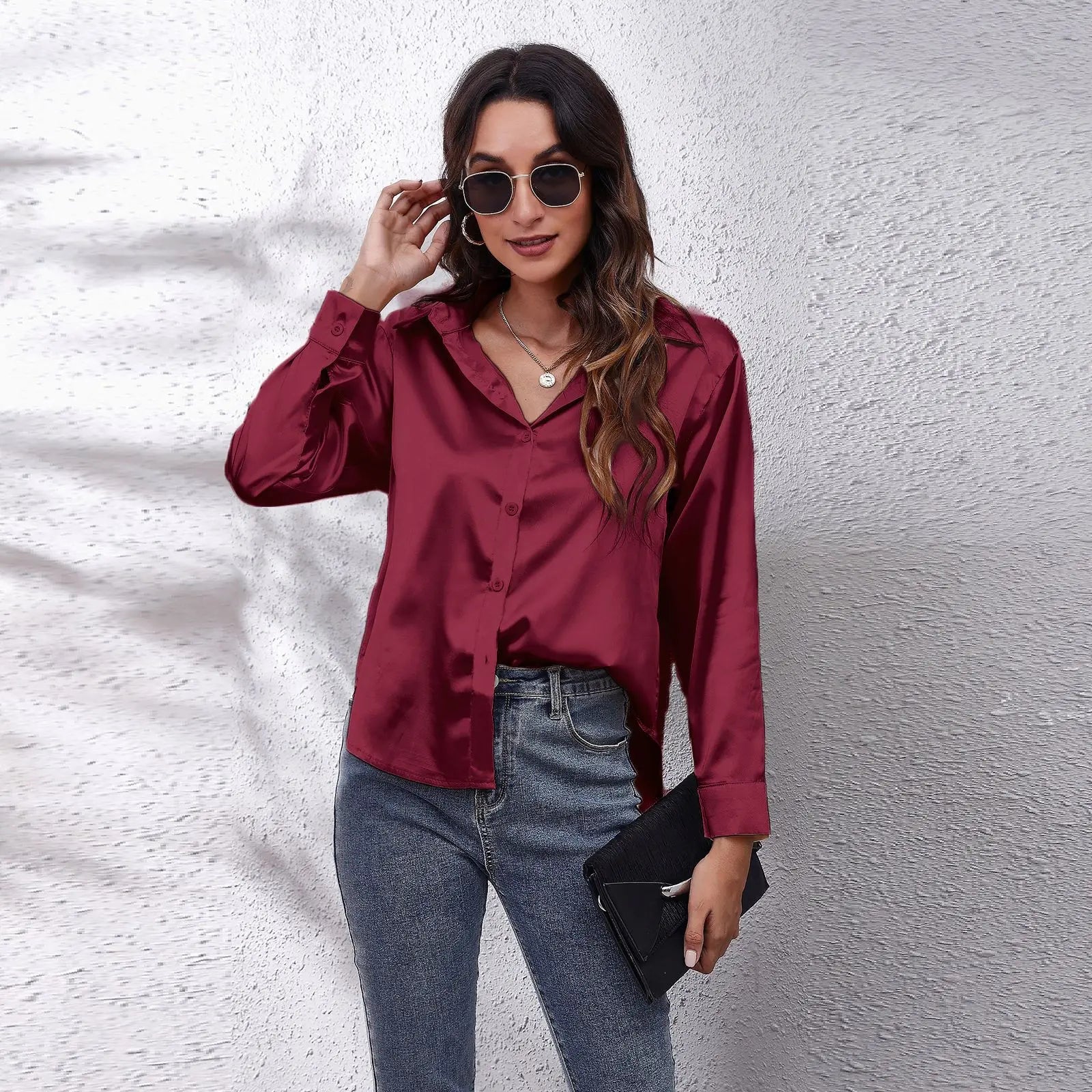 💼 Elegant Women’s Satin Shirt – Effortless Sophistication for Work & Beyond