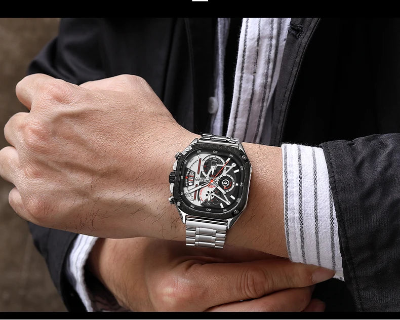 ⌚ MEGIR Silver Quartz Watch for Men – Stylish, Waterproof & Chronograph