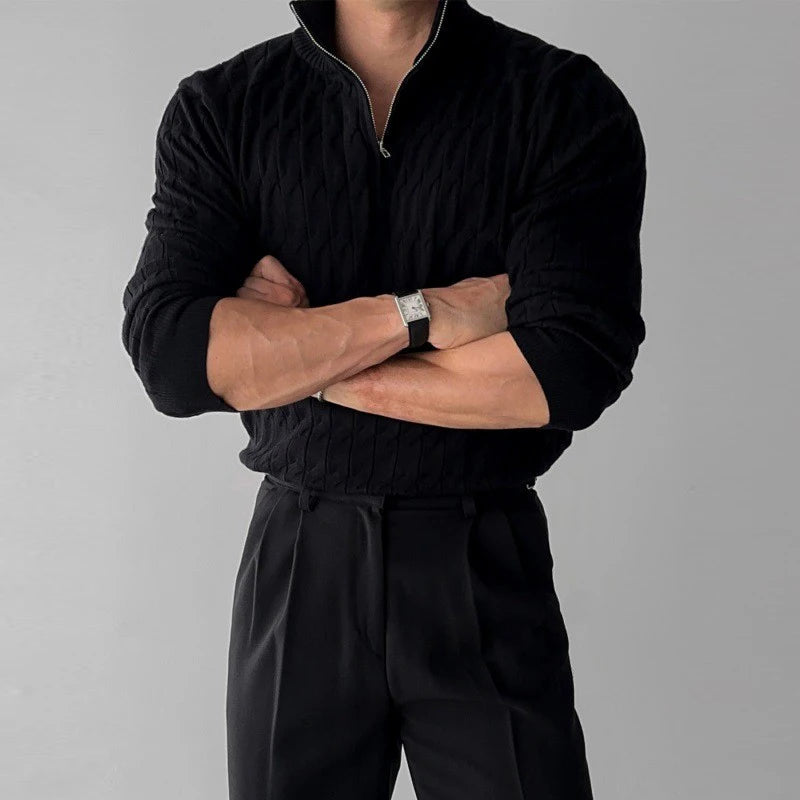 🧶 Men’s Luxury Knit Mock Turtleneck Sweater