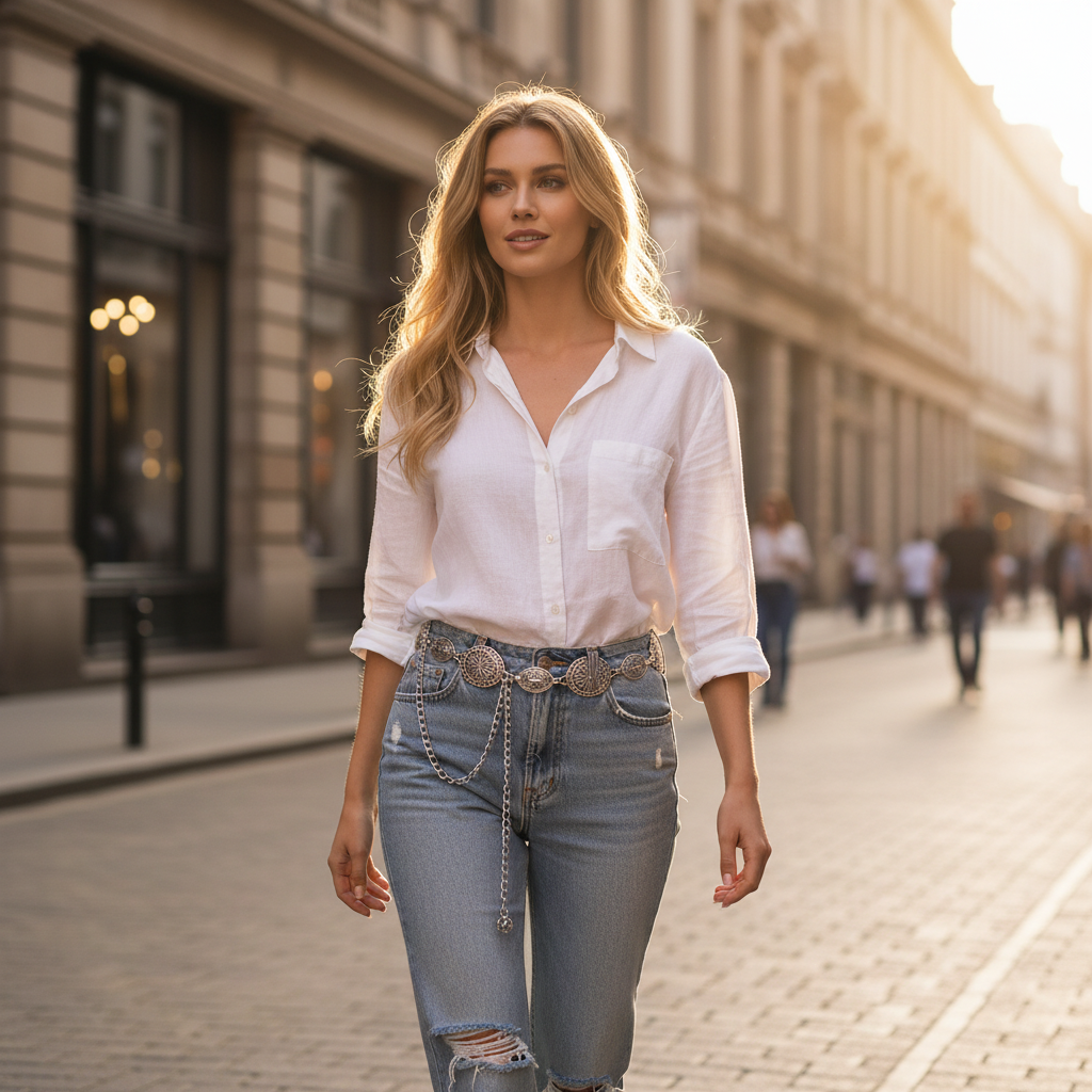 Western Metal Concho Belt for Women