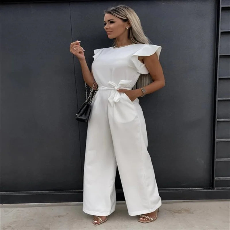 🌸 Effortless Elegance – The Summer Ruffled Strap Jumpsuit