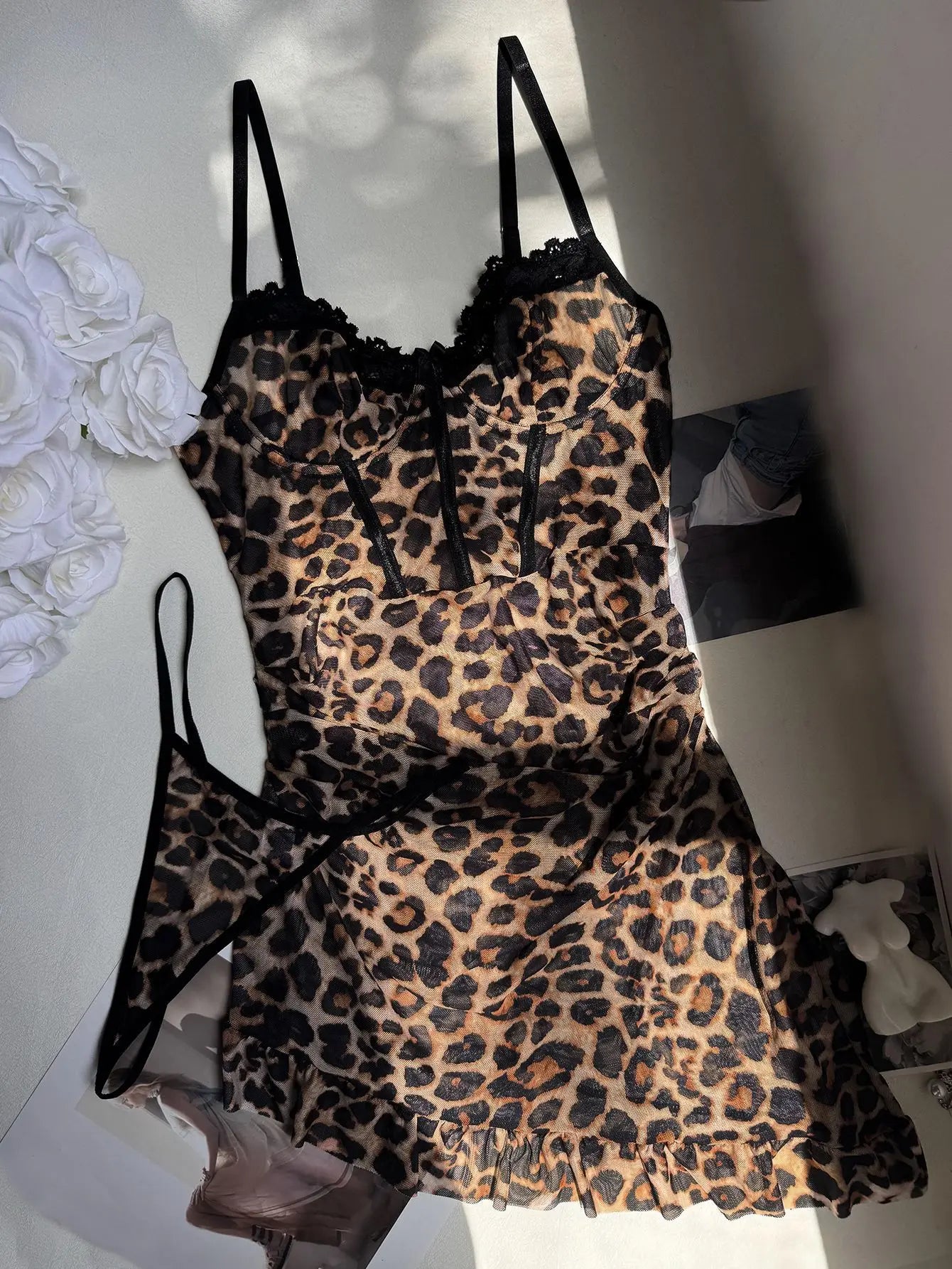 💋 Ellolace Seductive Leopard Mini Dress – Wild, Bold & Irresistible