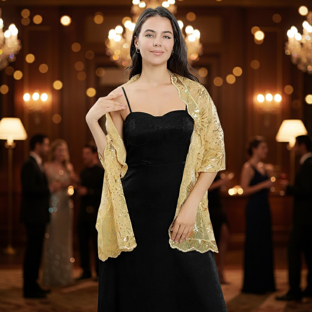 ✨ Elegant Sequin Evening Shawl for Women