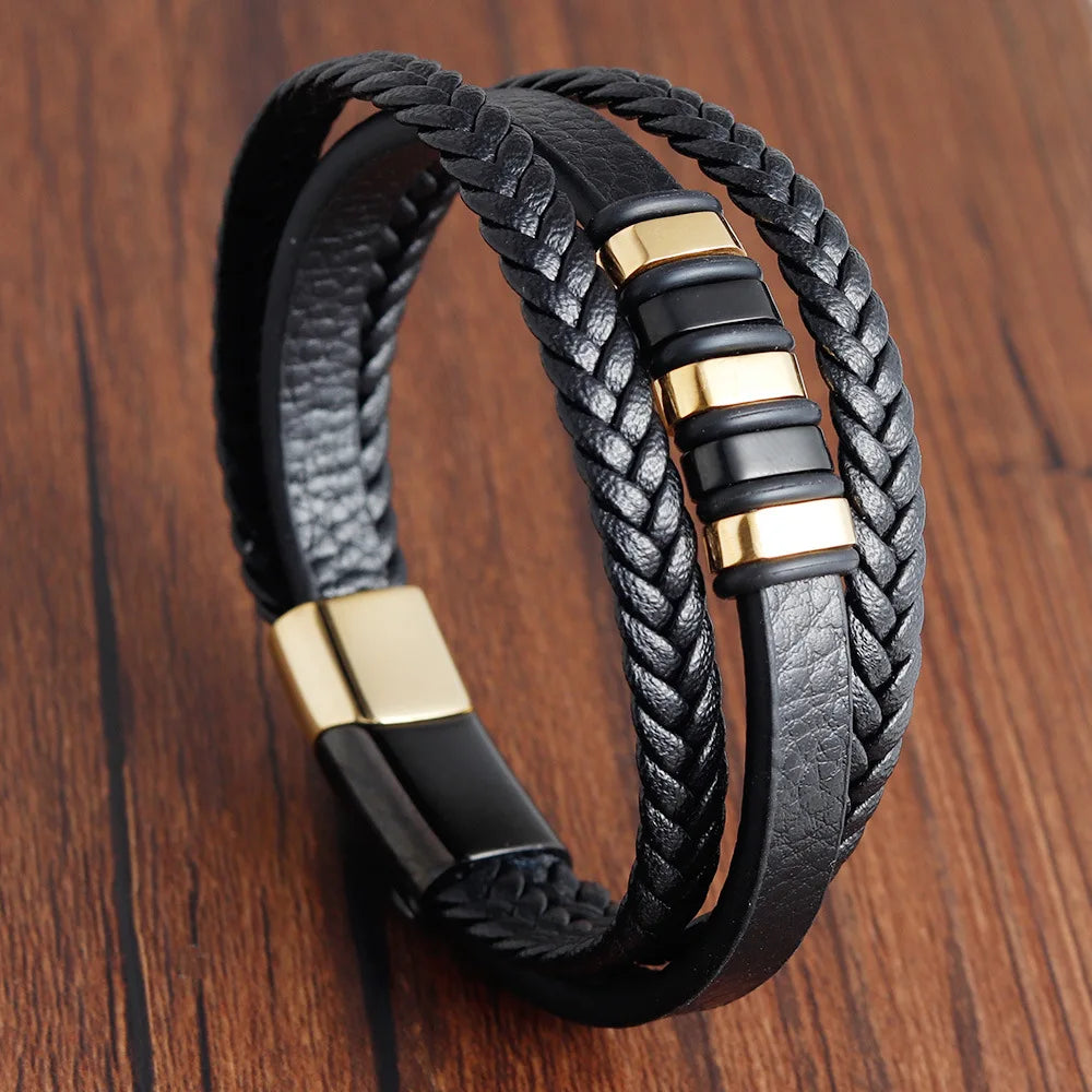 🔗 Braid Rope Leather Bracelet with Magnetic Buckle – Unisex Style & Elegance