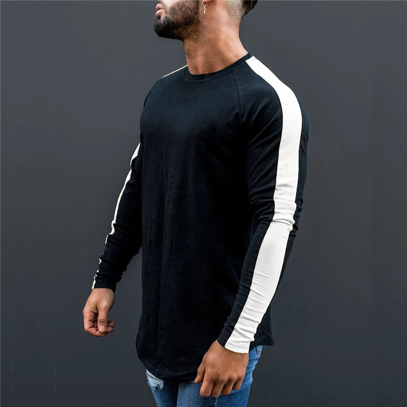💪 Men’s Gym & Running Long Sleeve T-Shirt – Breathable Cotton Muscle Fit Performance Wear