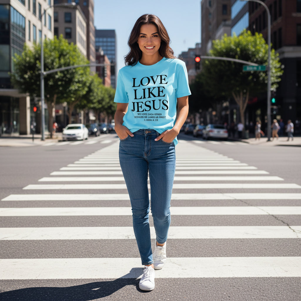 ✝️ Love Like Jesus – Faith-Based Christian T-Shirt for Women