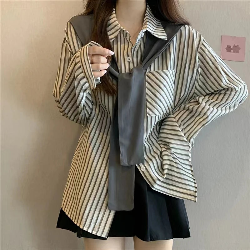 💫 Elegant Two-in-One Striped Shirt for Women