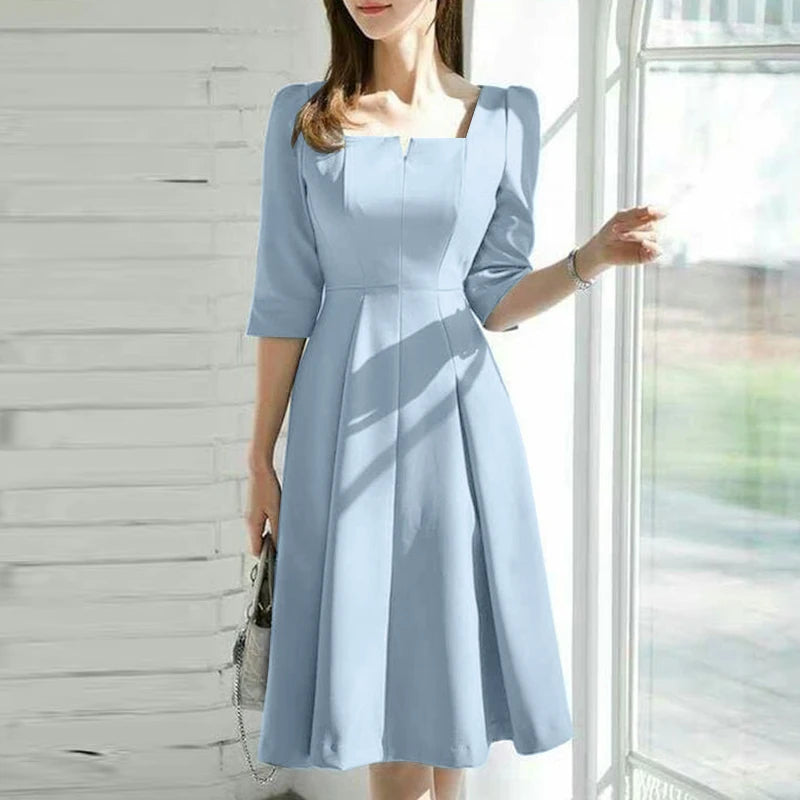 💃 Elegant Square Collar Summer Dress