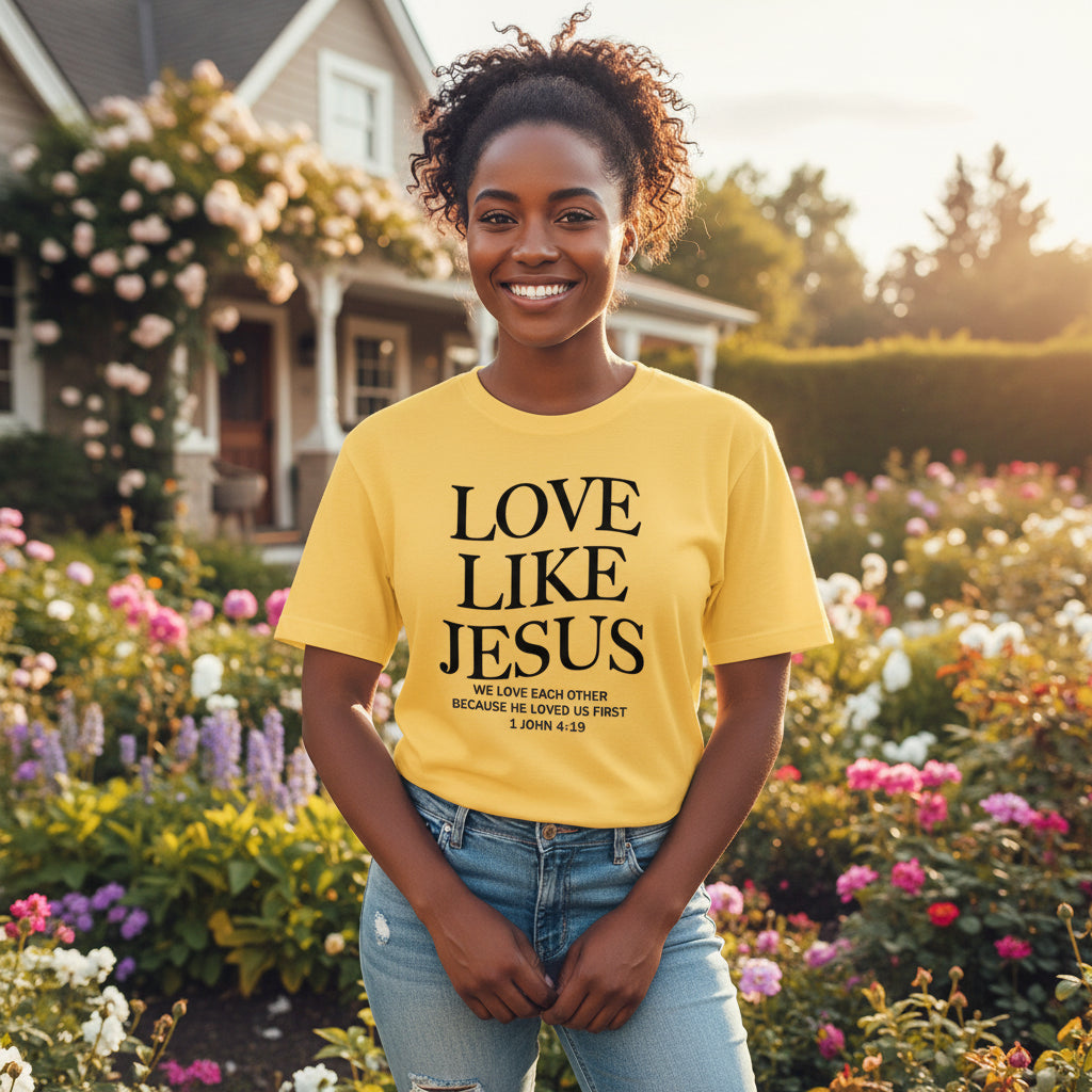 ✝️ Love Like Jesus – Faith-Based Christian T-Shirt for Women