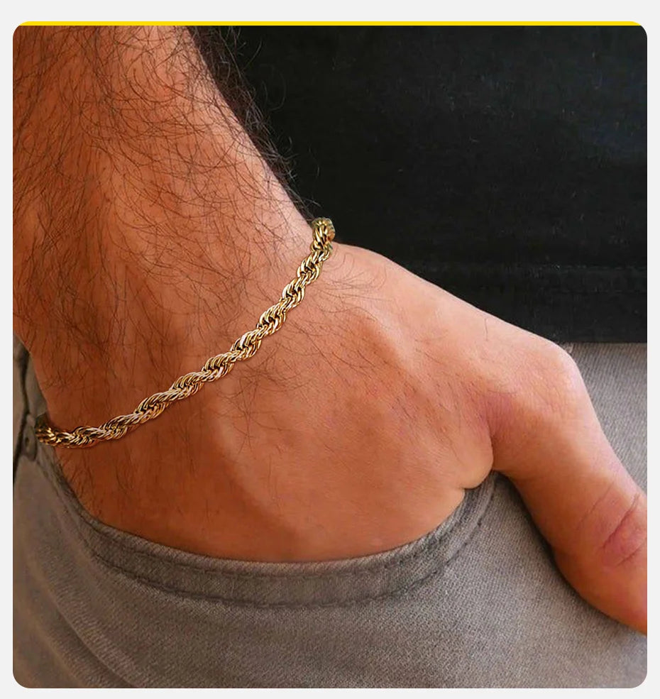 💎 Unisex Rope Chain Bracelet – Timeless Style for Men & Women