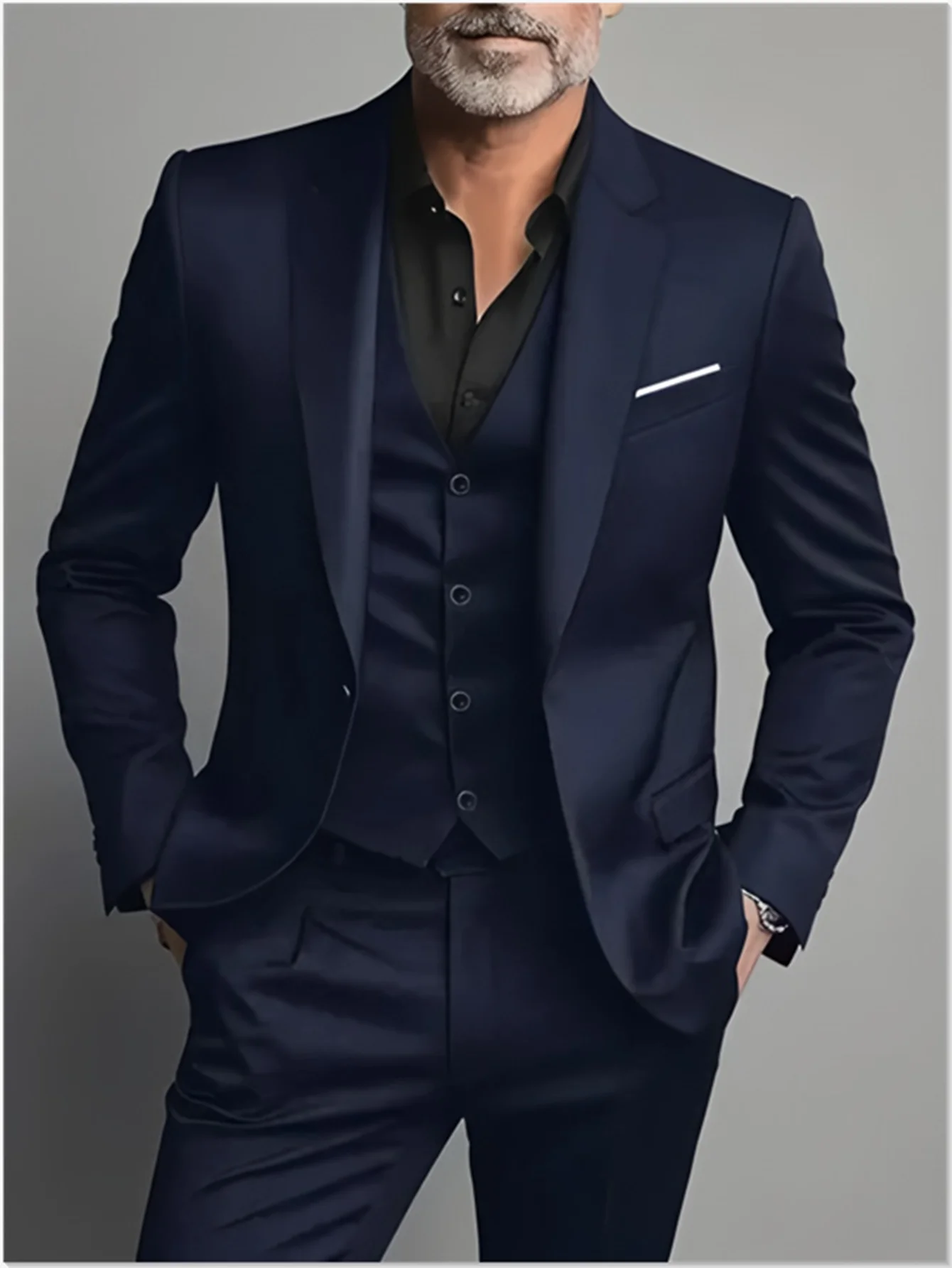 🕴️ Elegant Men's Slim Fit Tuxedo Set — Black Formal Suit for Weddings & Special Occasions