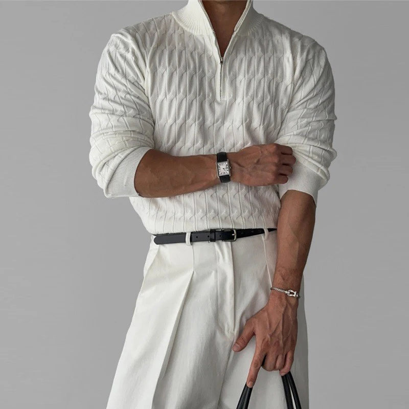 🧶 Men’s Luxury Knit Mock Turtleneck Sweater