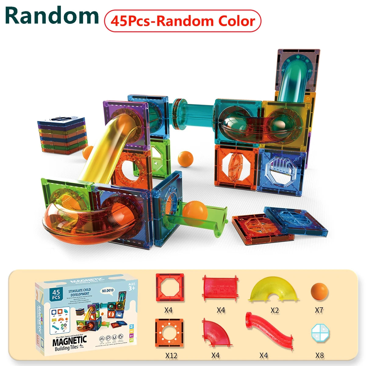 Magnetic Tiles  Marble Run Race Track Toy Set STEM Educational Building Blocks Child Brain Development Kit Magnet Construction T