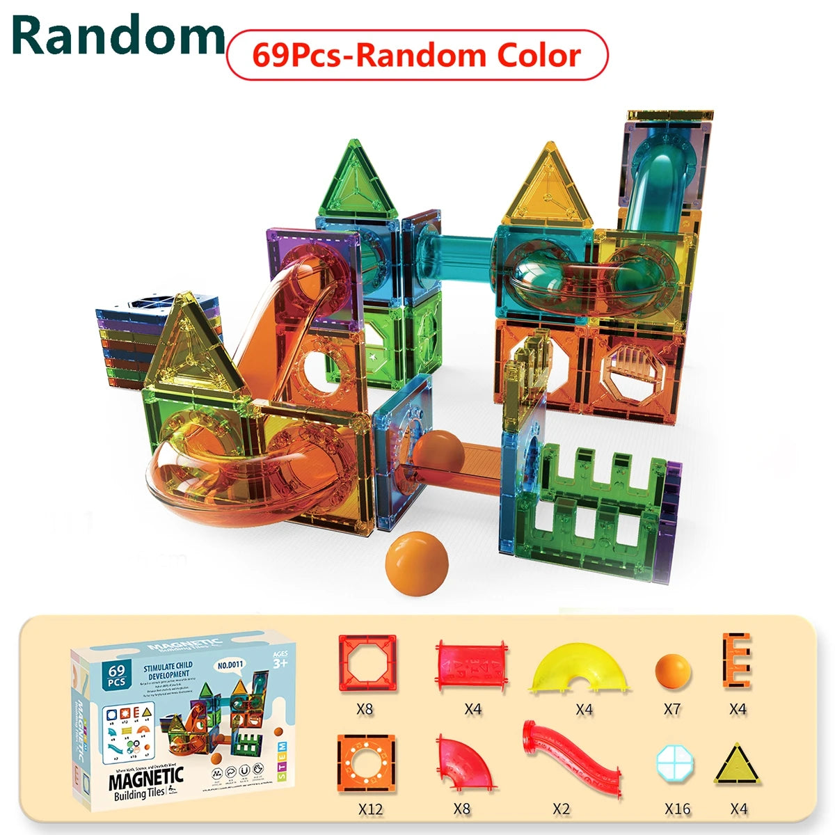 Magnetic Tiles  Marble Run Race Track Toy Set STEM Educational Building Blocks Child Brain Development Kit Magnet Construction T
