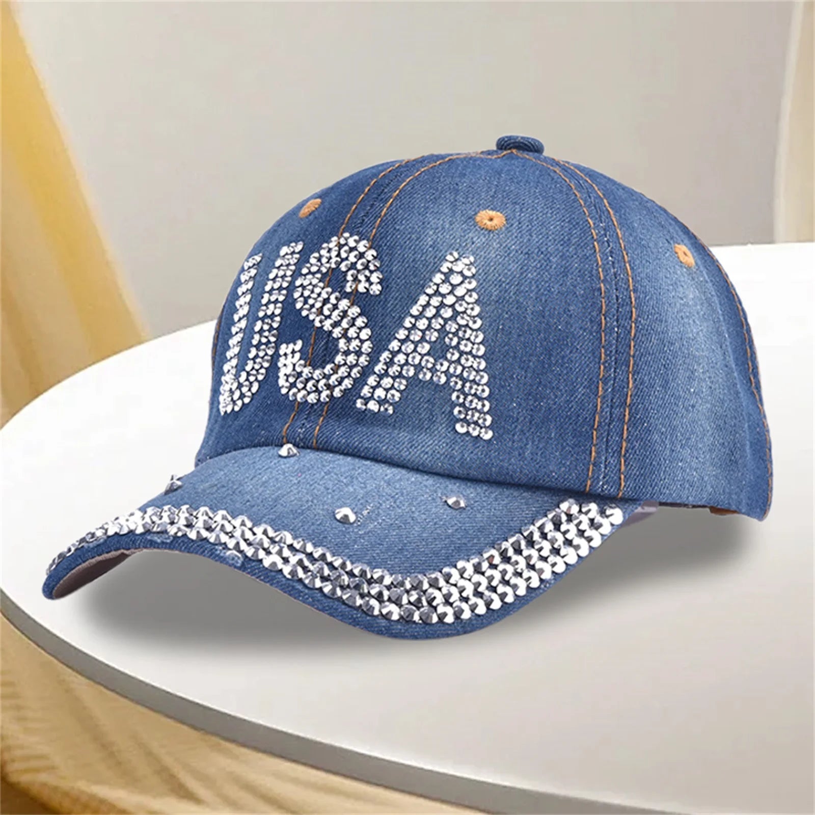 Shiny Hot-Fix Letter Baseball Cap
