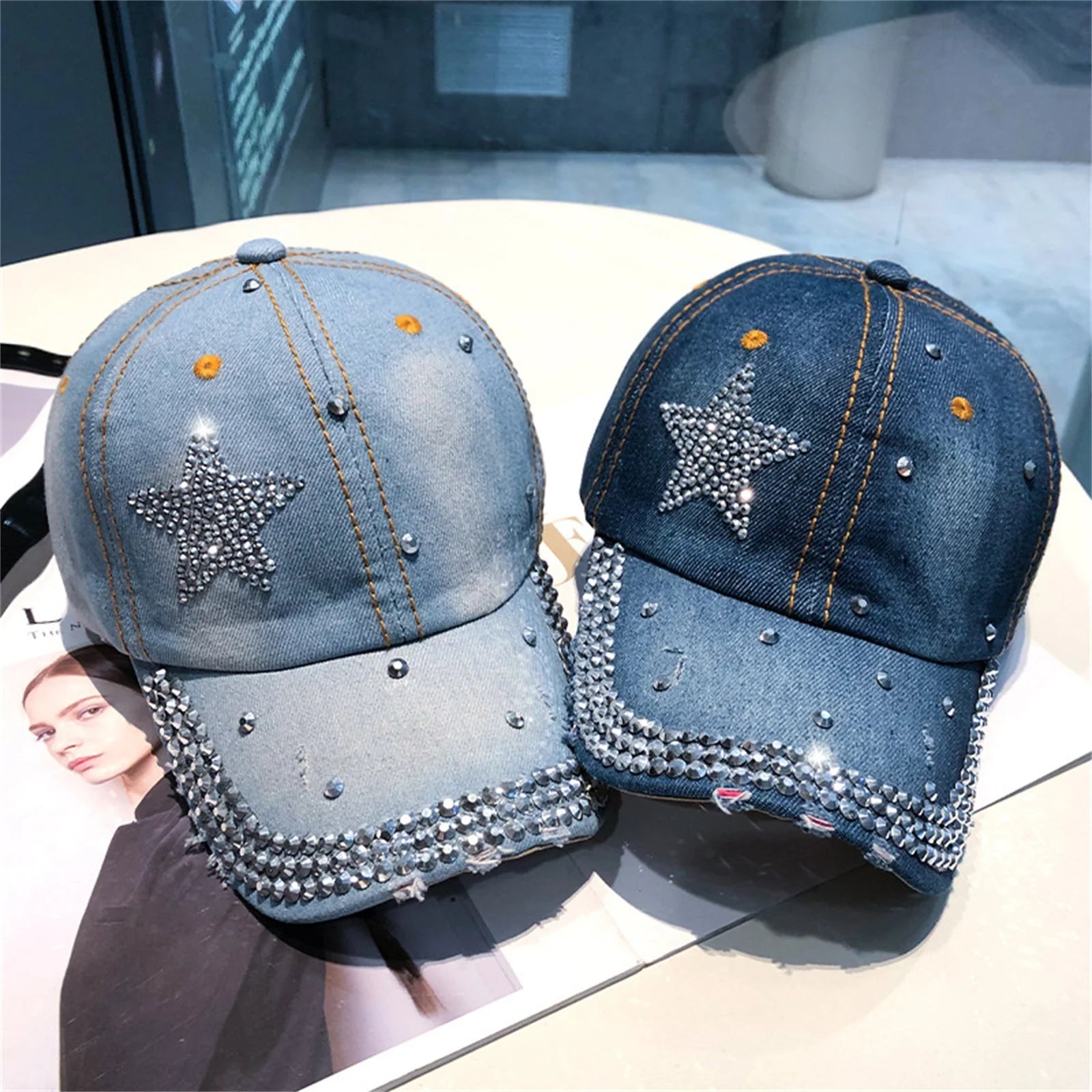 Shiny Hot-Fix Letter Baseball Cap