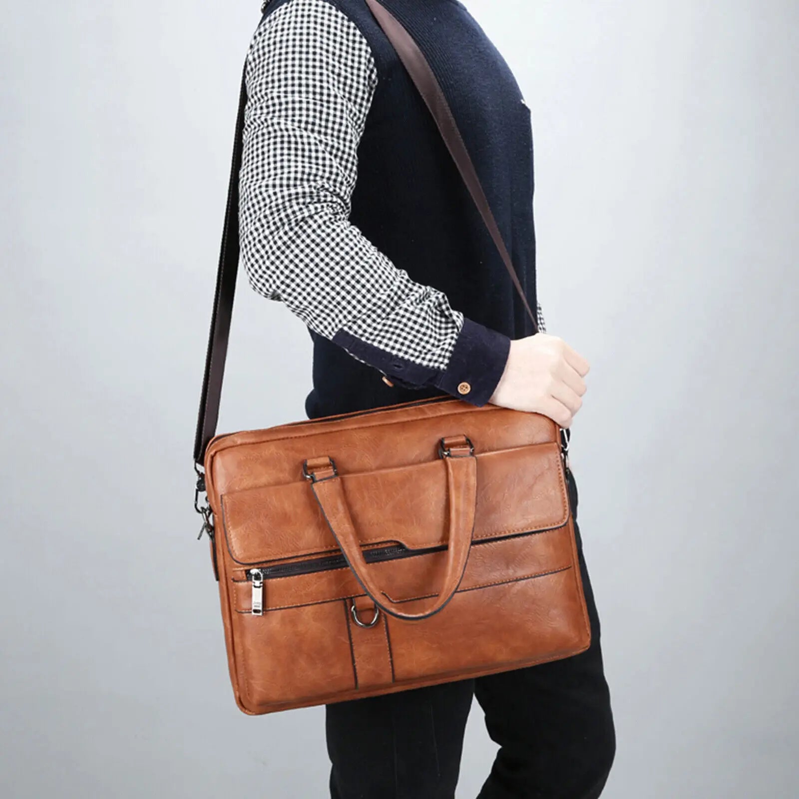 💼 Men’s Retro PU Leather Business Briefcase – Luxury Meets Everyday Performance