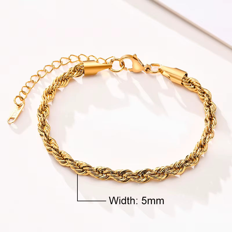 💎 Unisex Rope Chain Bracelet – Timeless Style for Men & Women