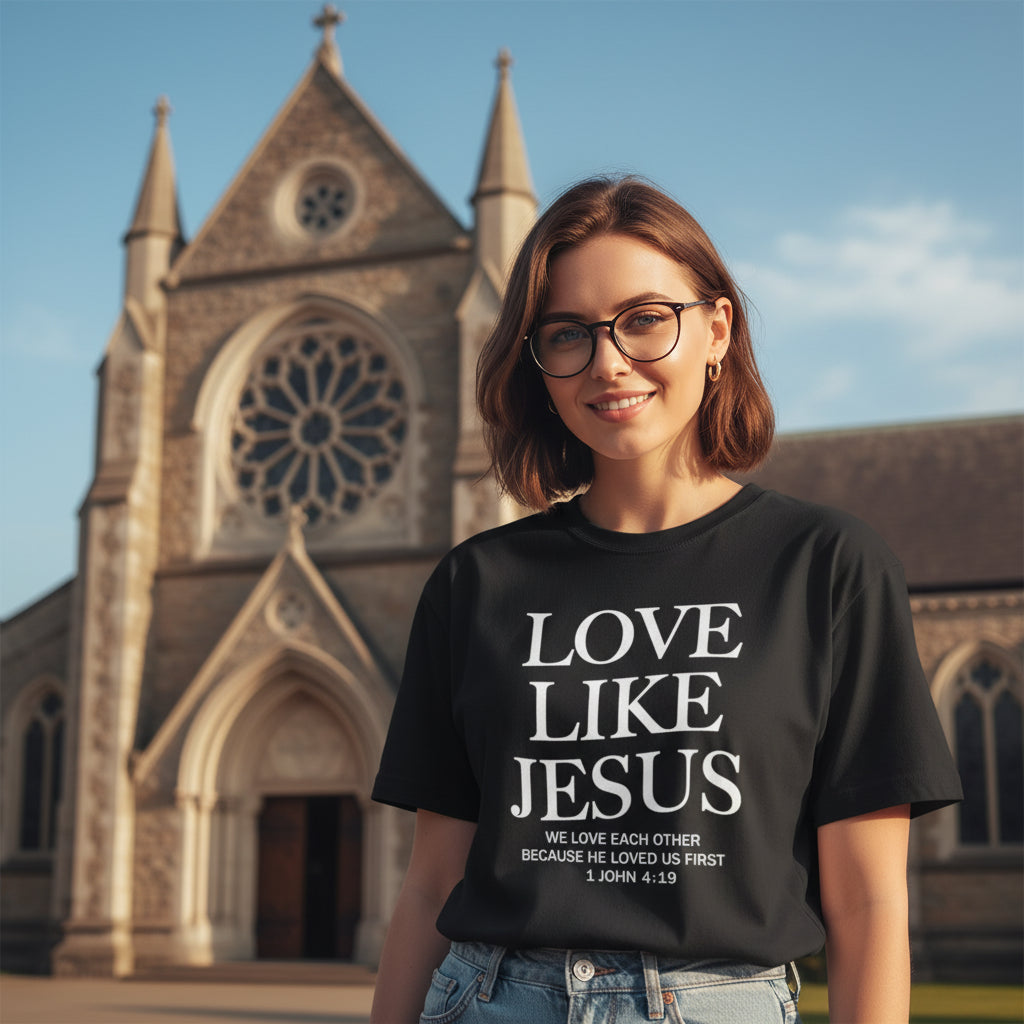 ✝️ Love Like Jesus – Faith-Based Christian T-Shirt for Women