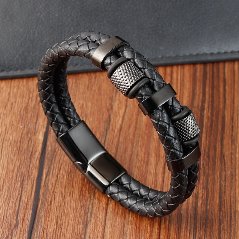 🔗 Braid Rope Leather Bracelet with Magnetic Buckle – Unisex Style & Elegance