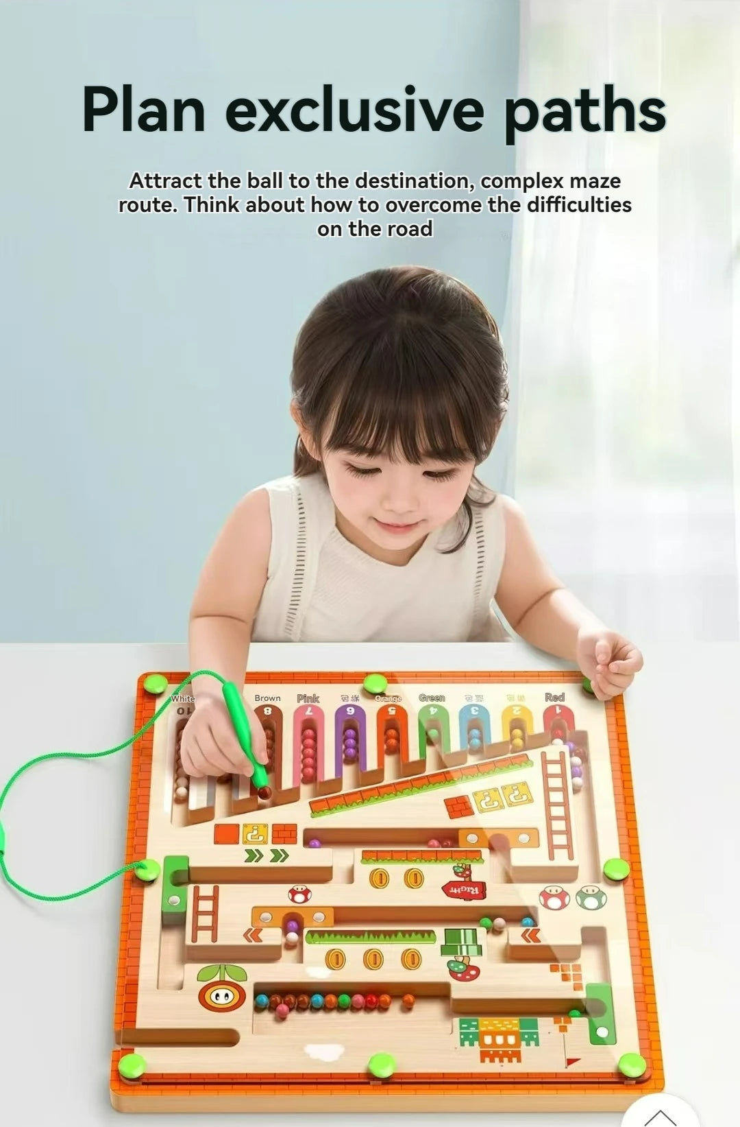 Children's Magnetic Maze Walking Ball Baby Concentration Training, Writing Logic Thinking 3 year Old Early Education Puzzle To