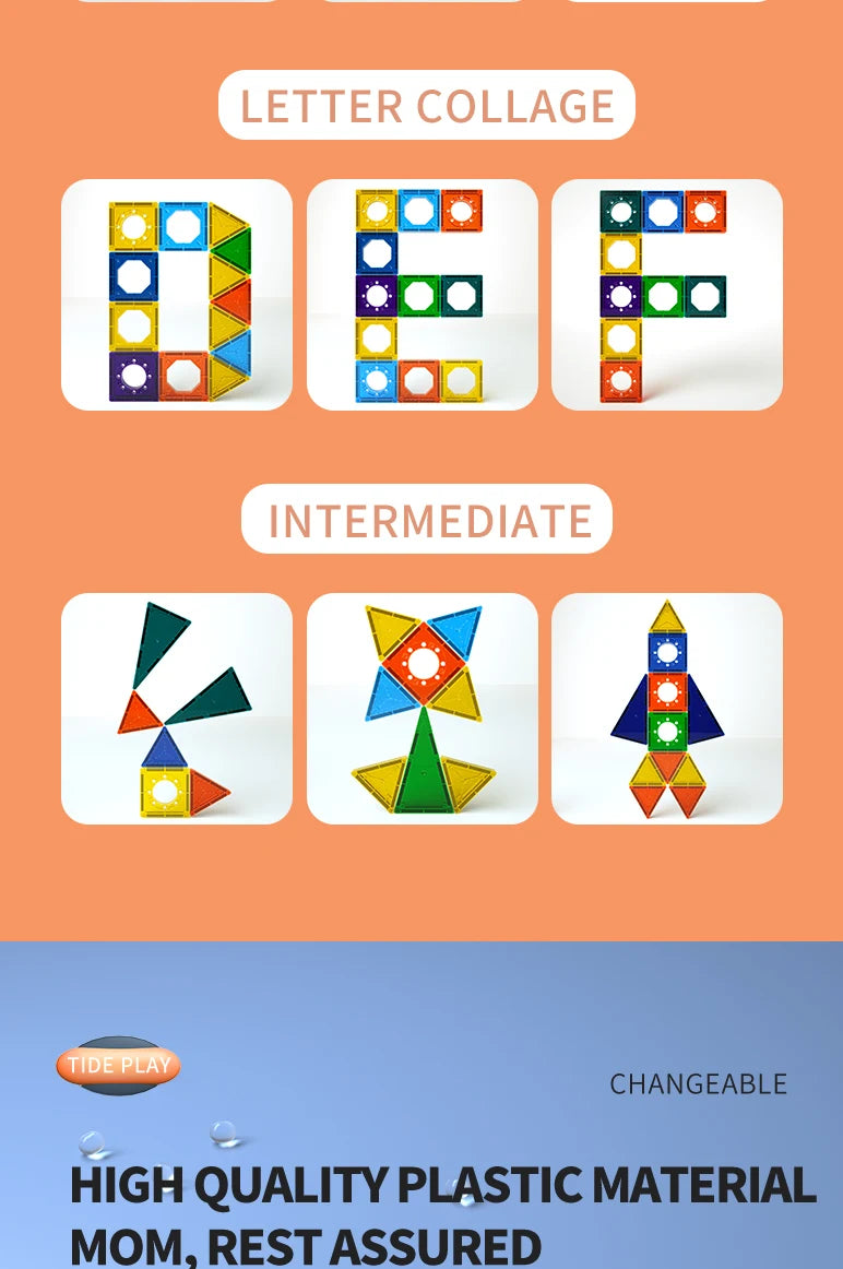 Magnetic Tiles  Marble Run Race Track Toy Set STEM Educational Building Blocks Child Brain Development Kit Magnet Construction T