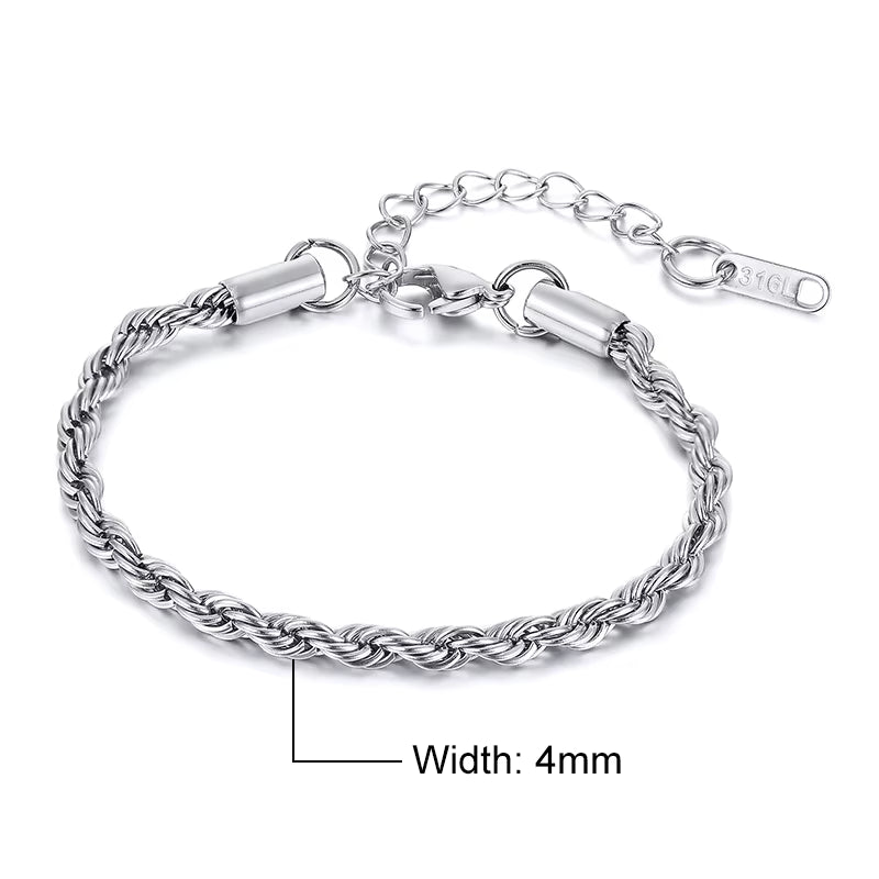 💎 Unisex Rope Chain Bracelet – Timeless Style for Men & Women