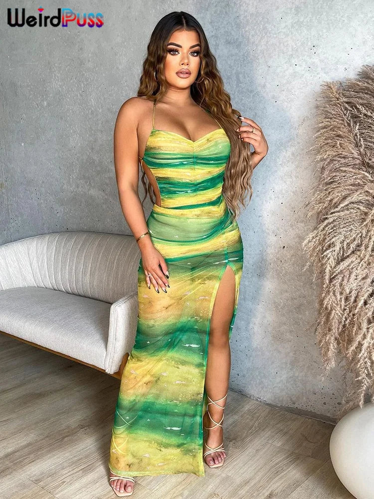 💋 Weird Puss™ Gradient Backless Dress – Unleash Your Inner Coquette