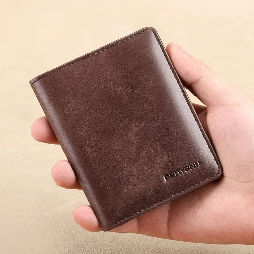 👛 Genuine Leather RFID Wallet – Slim, Minimalist, and Secure