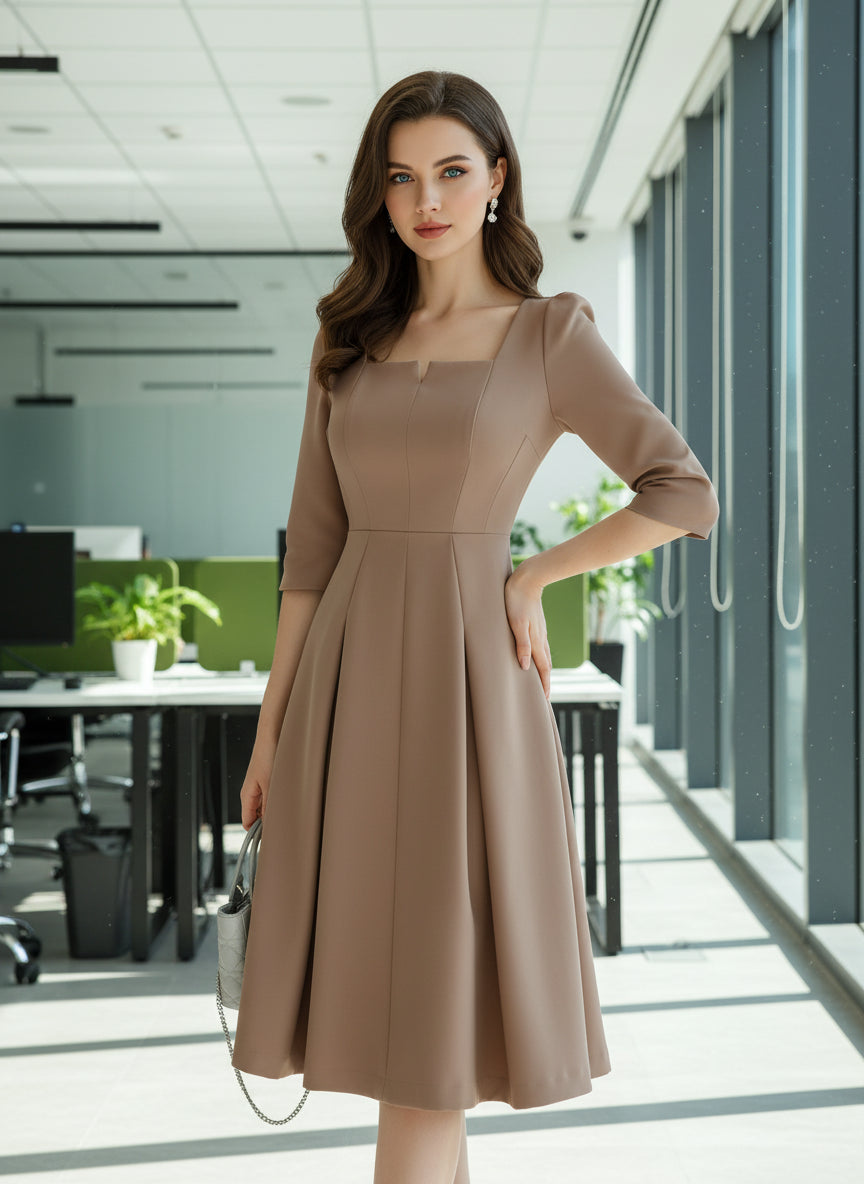 💃 Elegant Square Collar Summer Dress