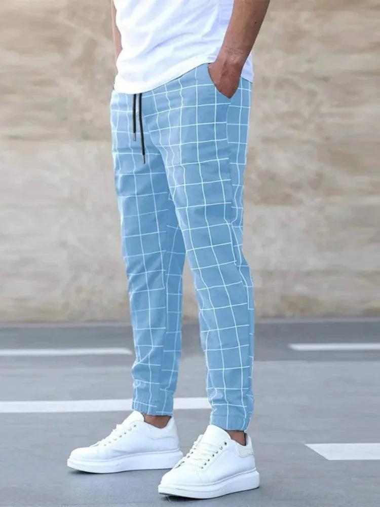 👖 Men’s 2025 Checkered Leg Tight Pants – Business Casual Meets Modern Comfort